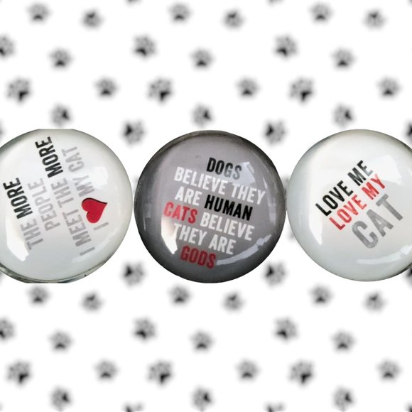 Fridge Domed Glass Magnet FRINGE 6 Piece Set CAT LOVE AND APPRECIATION - Picture 4 of 11